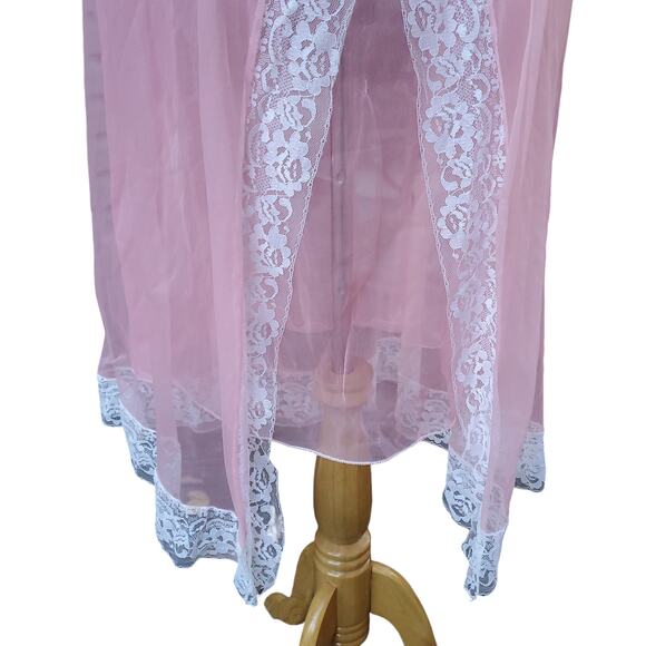 Vintage Helion Chatillon Pink Nightgown Negligee Nylon Nightdress Fits a XS-L - Picture 8 of 14